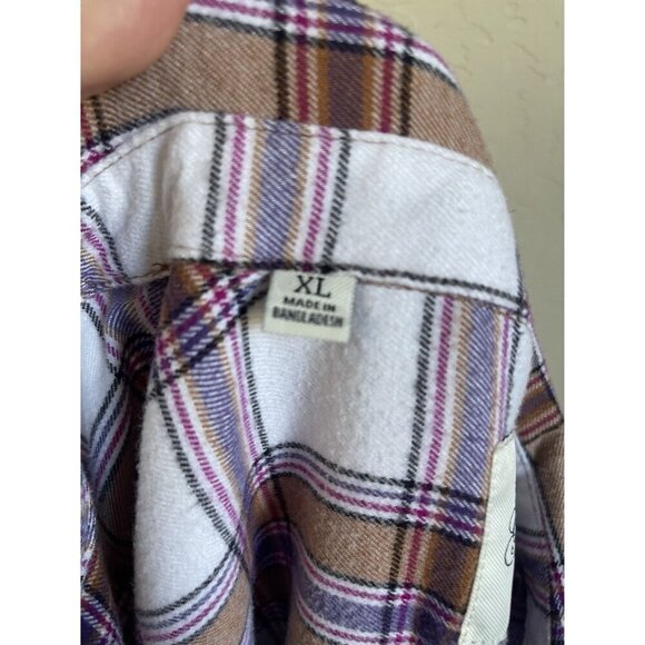 JACHS Girlfriend White Pink Plaid XL Button Up Collared Flannel Shirt - Picture 10 of 10